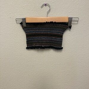 Urban Outfitters Black and Gray Smocked Crop Top